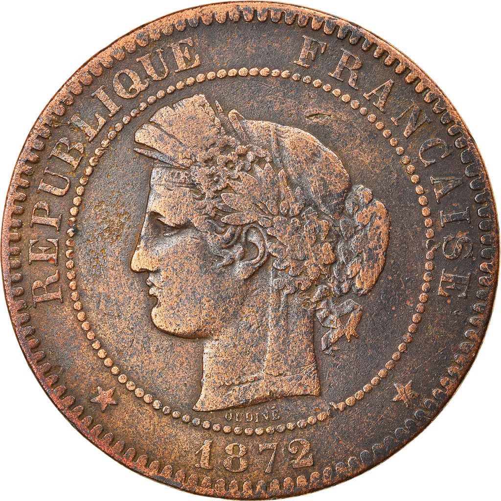 Coin, France, Cérès, 10 Centimes, 1872, Paris, VF(30-35), Bronze, KM:815.1