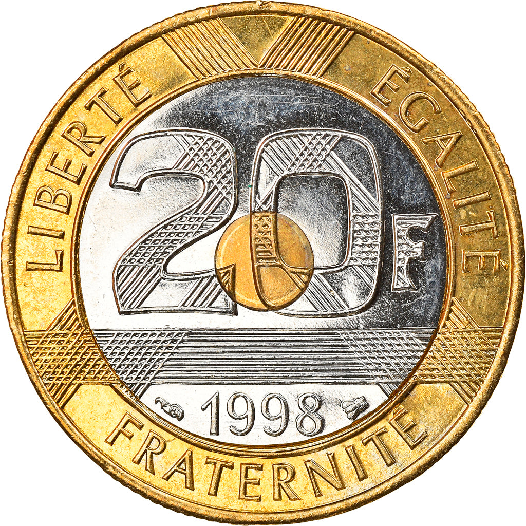 Munten, Frankrijk, Mont Saint Michel, 20 Francs, 1998, PR, Tri-Metallic