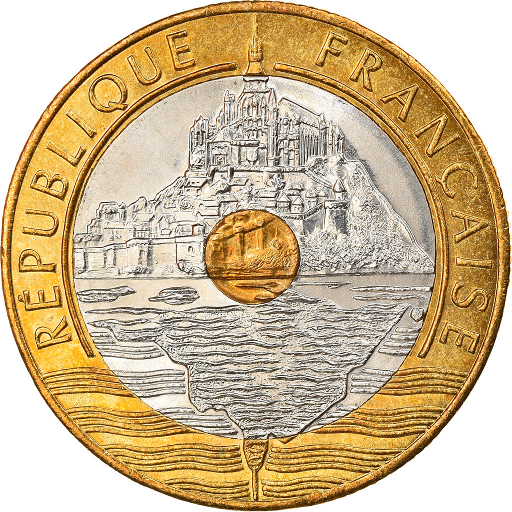Coin, France, Mont Saint Michel, 20 Francs, 1994, AU(55-58), Tri-Metallic