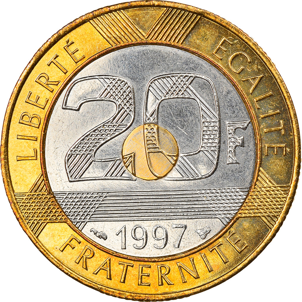 Moneta, Francja, Mont Saint Michel, 20 Francs, 1997, AU(55-58), Trójmetaliczny