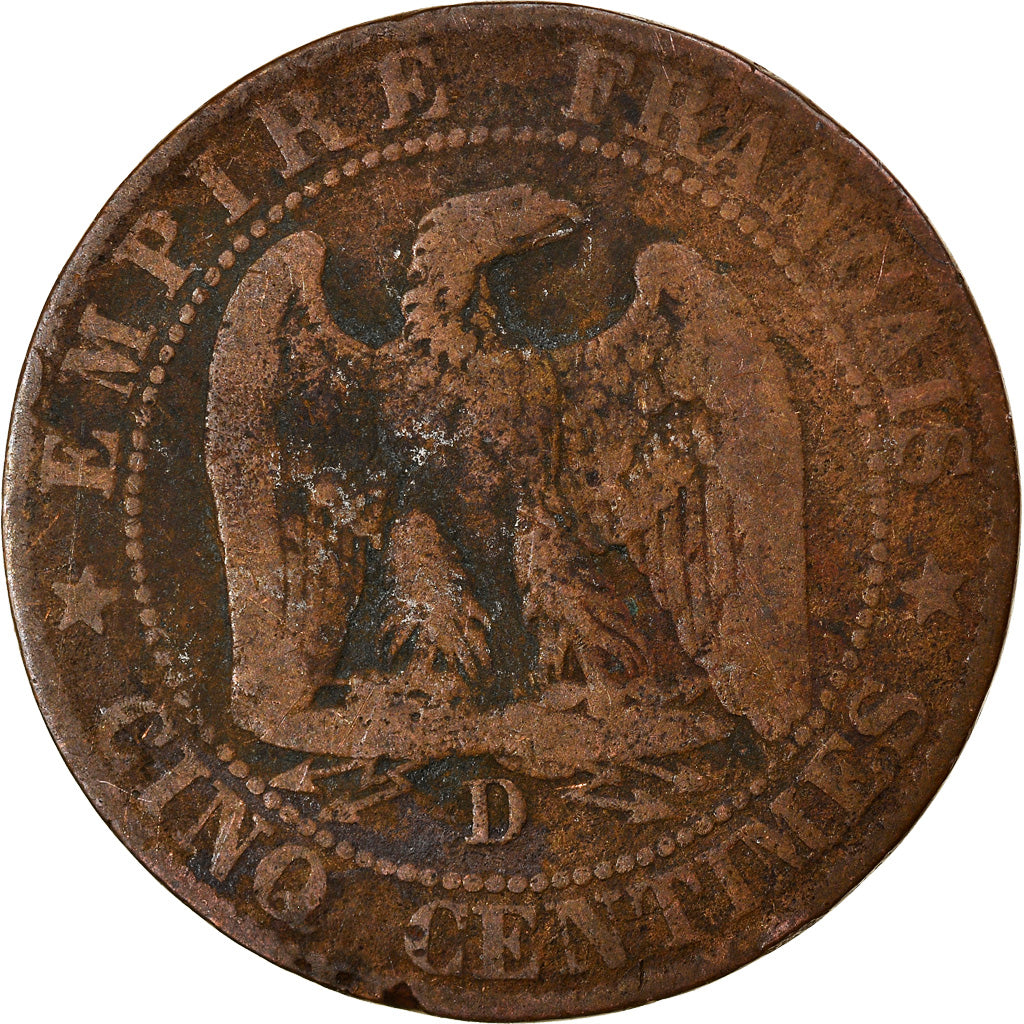 Moneta, Francja, Napoléon III, 2 Centimes, 1854, Lyon, F(12-15), Bronze