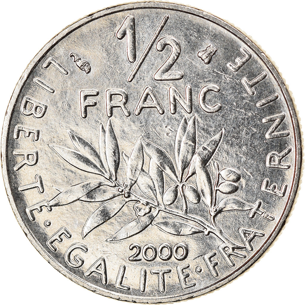Moneta, Francja, Semeuse, 1/2 Franc, 2000, AU(55-58), Nikiel, KM:931.2