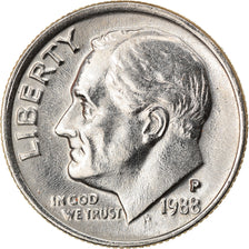 Moneta, USA, Roosevelt Dime, 1988, Philadelphia, AU(55-58), Miedź-Nikiel