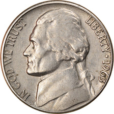 Coin, United States, Jefferson Nickel, 5 Cents, 1963, Denver, EF(40-45)