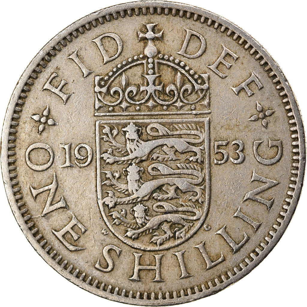 Coin, Great Britain, Elizabeth II, Shilling, 1953, EF(40-45), Copper-nickel