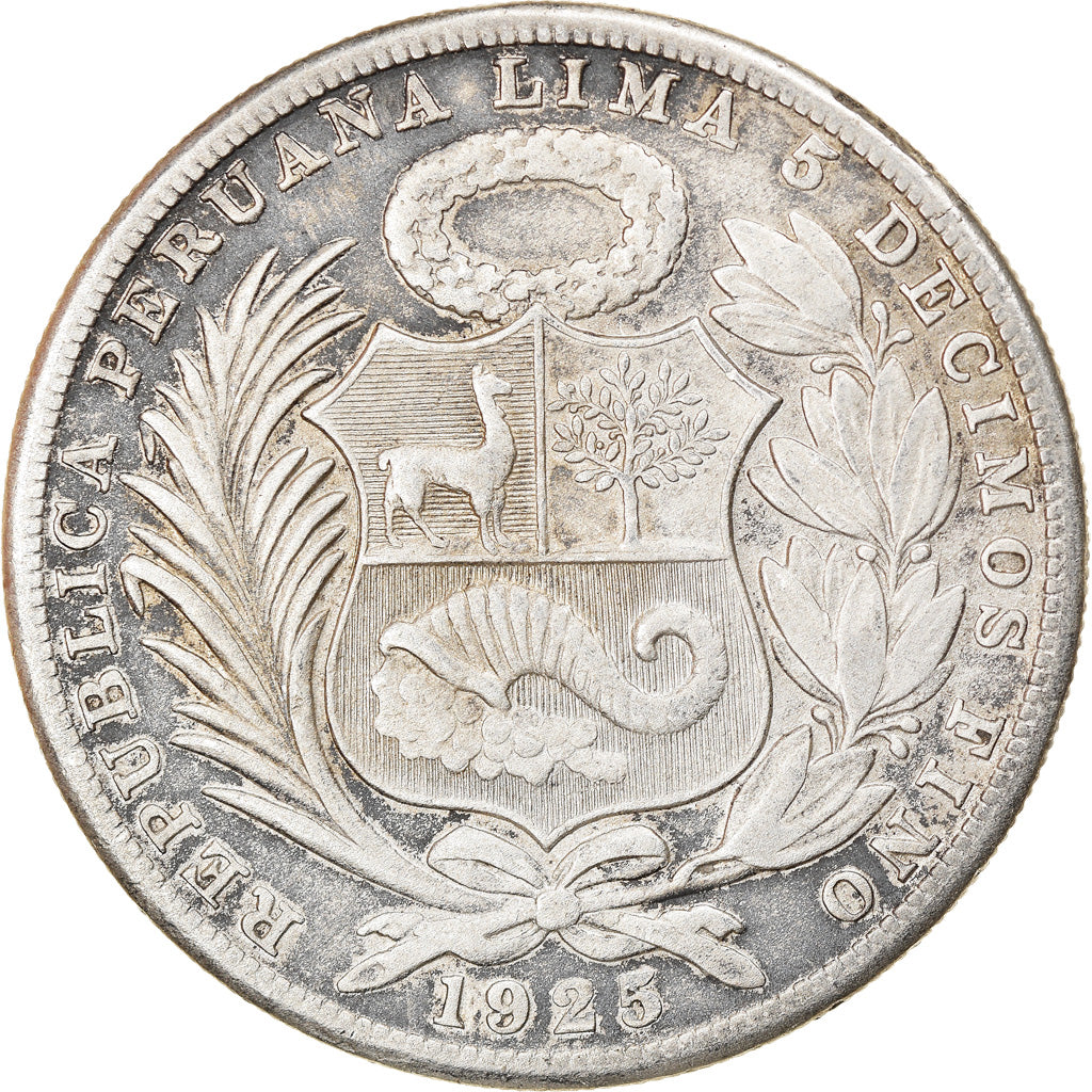 Coin, Peru, Sol, 1925, Lima, EF(40-45), Silver, KM:218.2