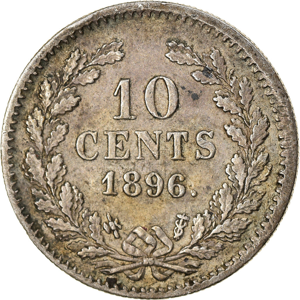 Moeda, Países Baixos, Wilhelmina I, 10 Cents, 1896, EF(40-45), Prata, KM:116