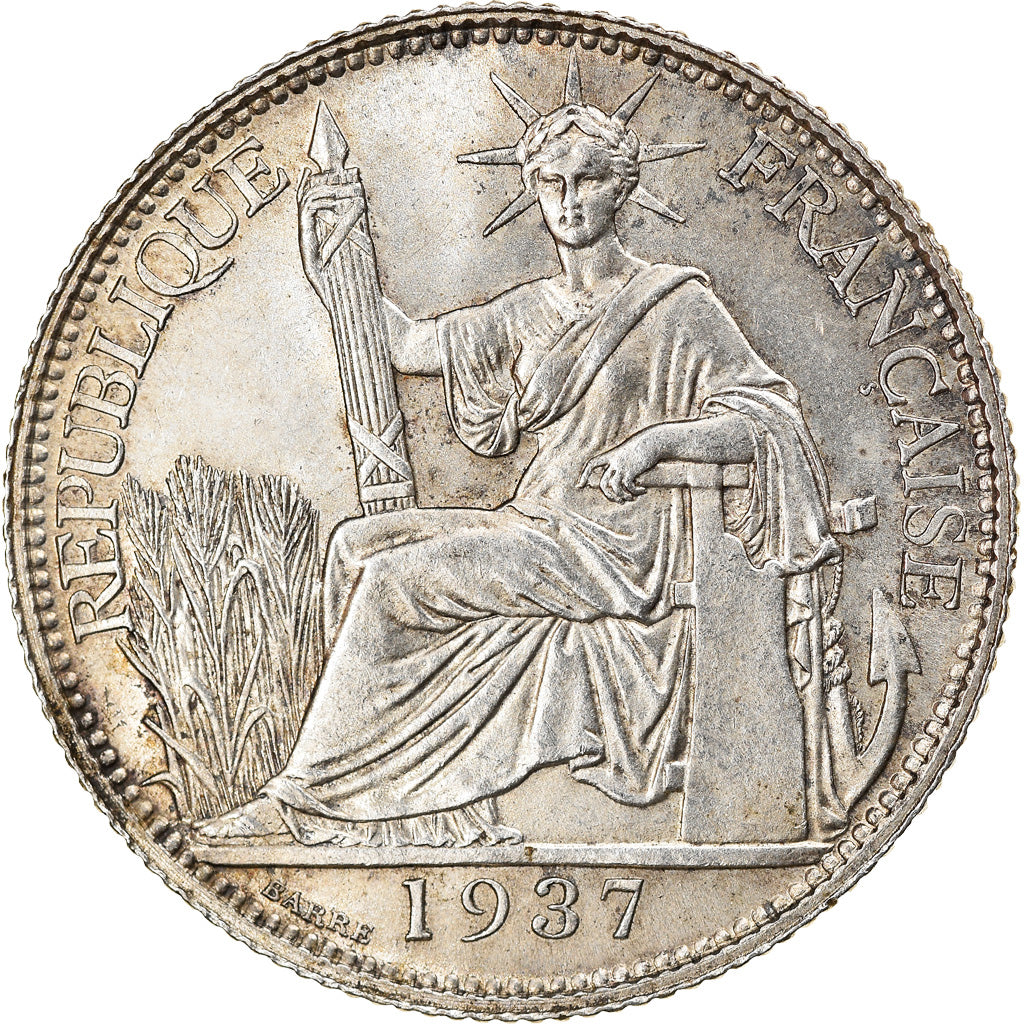Coin, FRENCH INDO-CHINA, 20 Cents, 1937, Paris, MS(60-62), Silver, KM:17.2
