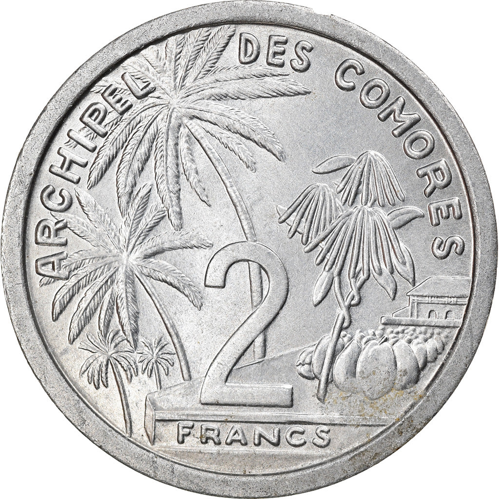 Coin, Comoros, 2 Francs, 1964, Paris, AU(50-53), Aluminum, KM:5, Lecompte:35