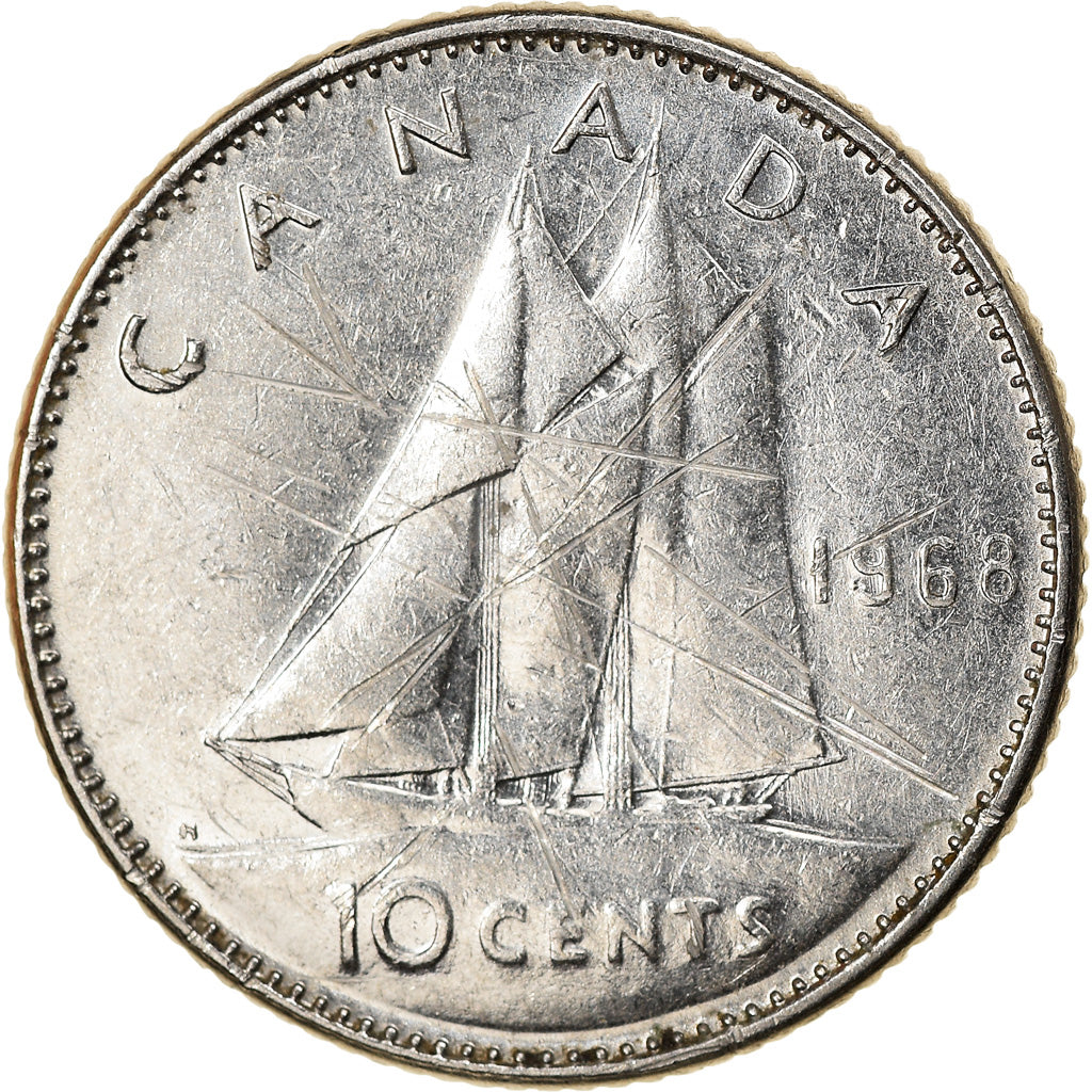 Coin, Canada, 10 Cents, 1968, Ottawa, EF(40-45), Nickel, KM:72a
