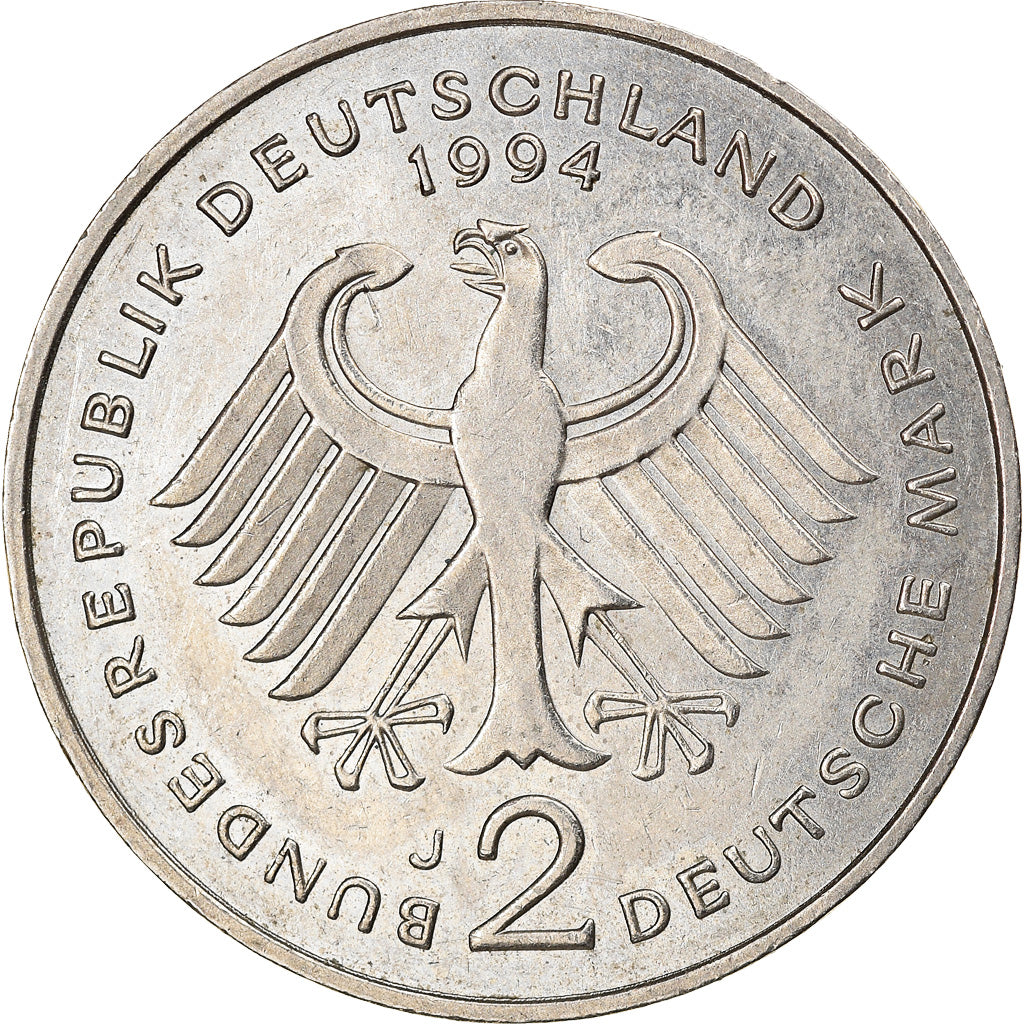 Coin, GERMANY - FEDERAL REPUBLIC, 2 Mark, 1994, Hambourg, AU(50-53)