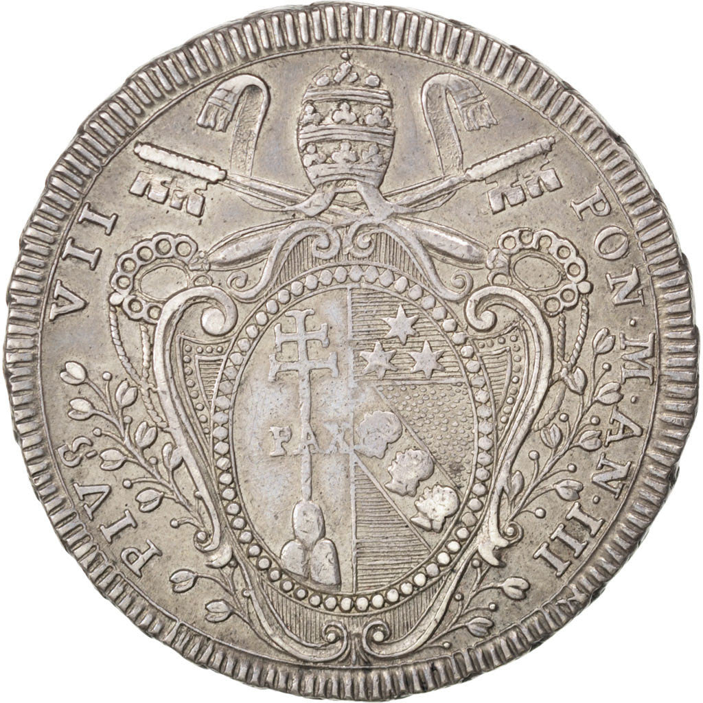 Coin, ITALIAN STATES, PAPAL STATES, Pius VII, Scudo, 1802, Roma, EF(40-45)