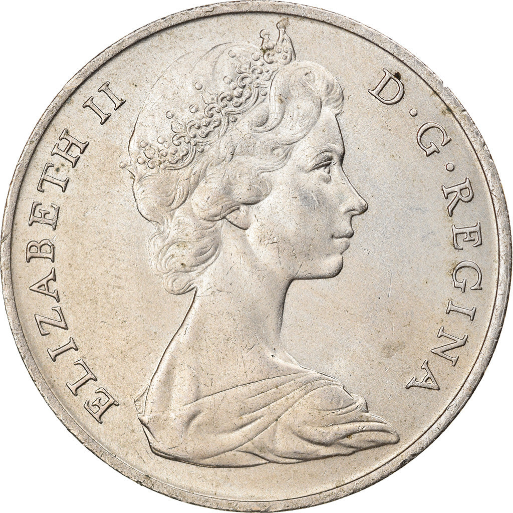 Moeda, Gibraltar, Elizabeth II, Crown, 1968, AU(55-58), Cobre-níquel, KM:4