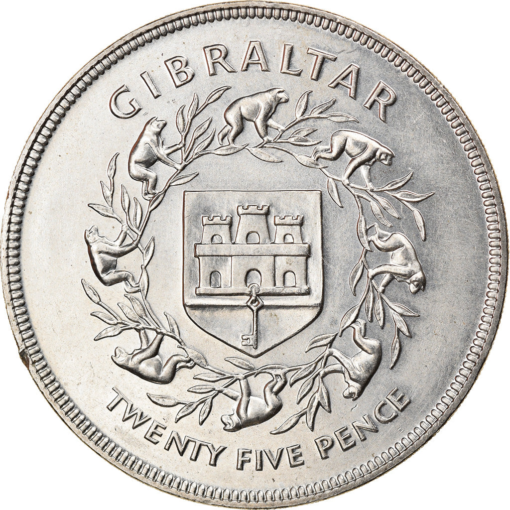 Monnaie, Gibraltar, Elizabeth II, 25 New Pence, 1977, SUP, Copper-nickel, KM:10