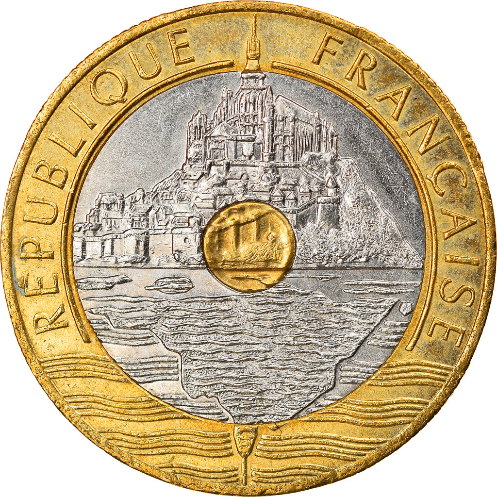 Moneta, Francia, Mont Saint Michel, 20 Francs, 1992, SPL-, Tri-metallico
