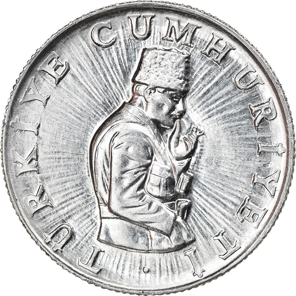 Coin, Turkey, 10 Lira, 1981, MS(65-70), Aluminum, KM:945