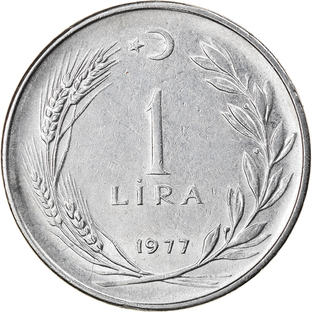 Moneta, Turchia, Lira, 1977, SPL-, Acciaio inossidabile, KM:889a.2