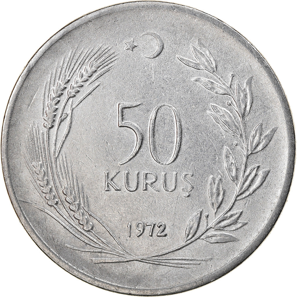Moneta, Turchia, 50 Kurus, 1972, SPL-, Acciaio inossidabile, KM:899