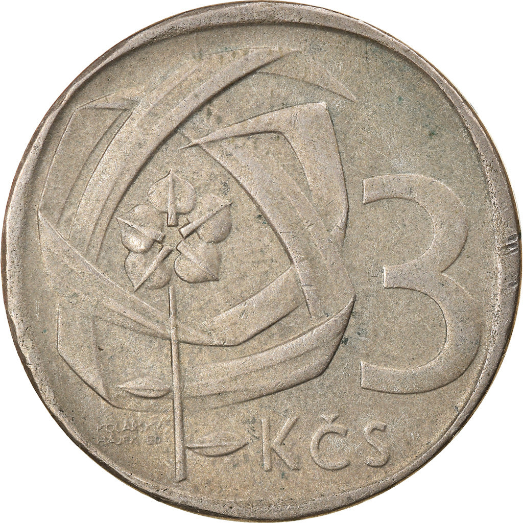 Moeda, Checoslováquia, 3 Koruny, 1966, EF(40-45), Cobre-níquel, KM:57