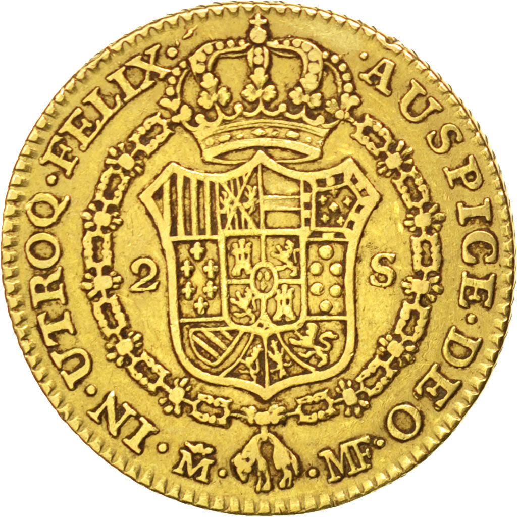 SPAIN, 2 Escudos, 1789, Madrid, KM #435.1, EF(40-45), Gold, 6.71