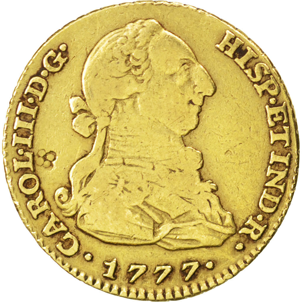 SPAIN, 2 Escudos, 1777, Madrid, KM #417.1, VF(30-35), Gold, 5.92