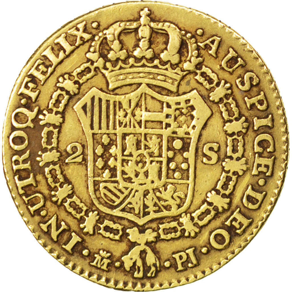 SPAIN, 2 Escudos, 1777, Madrid, KM #417.1, VF(30-35), Gold, 5.92