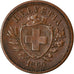 Coin, Switzerland, Rappen, 1864, Bern, AU(50-53), Bronze, KM:3.1