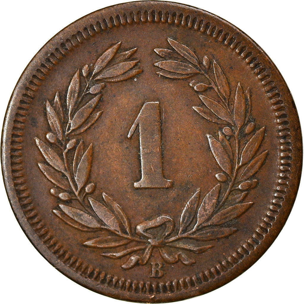 Coin, Switzerland, Rappen, 1864, Bern, AU(50-53), Bronze, KM:3.1