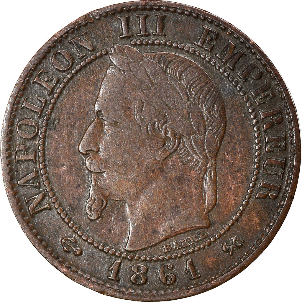 Coin, France, Napoleon III, 1 Centime, 1861, Bordeaux, EF(40-45), Bronze