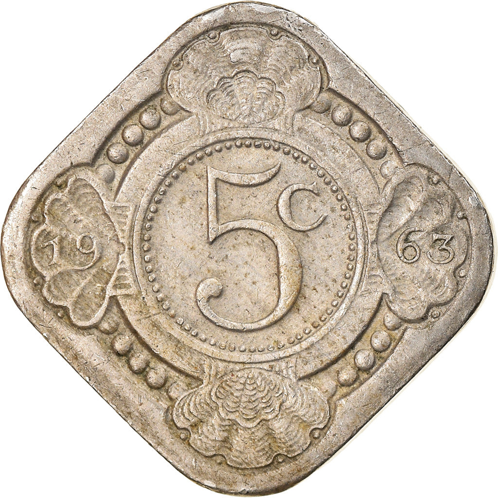 Coin, Netherlands Antilles, Juliana, 5 Cents, 1963, EF(40-45), Copper-nickel