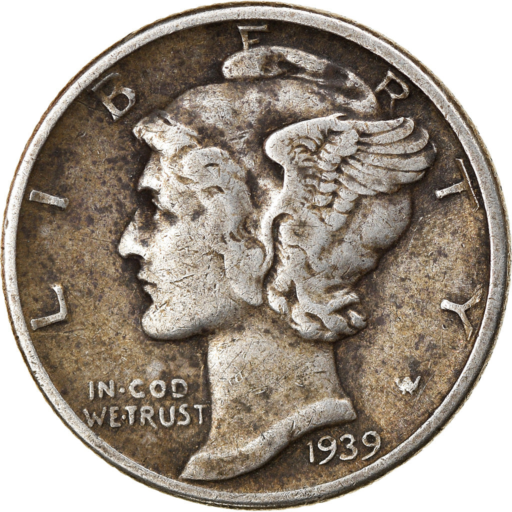 Moneta, Stati Uniti, Mercury Dime, 1939, Philadelphia, BB, Argento, KM:140