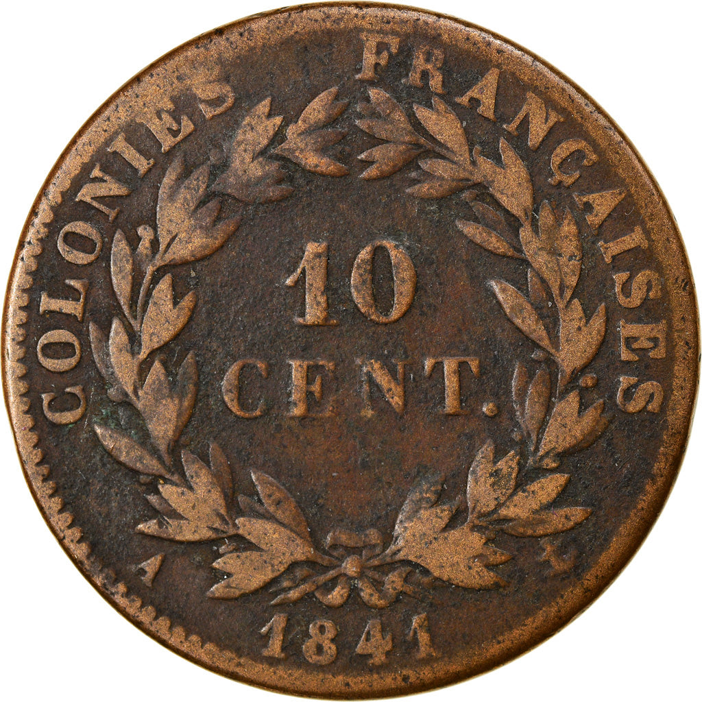 Moneda, COLONIAS FRANCESAS, Louis - Philippe, 10 Centimes, 1841, Paris, BC+