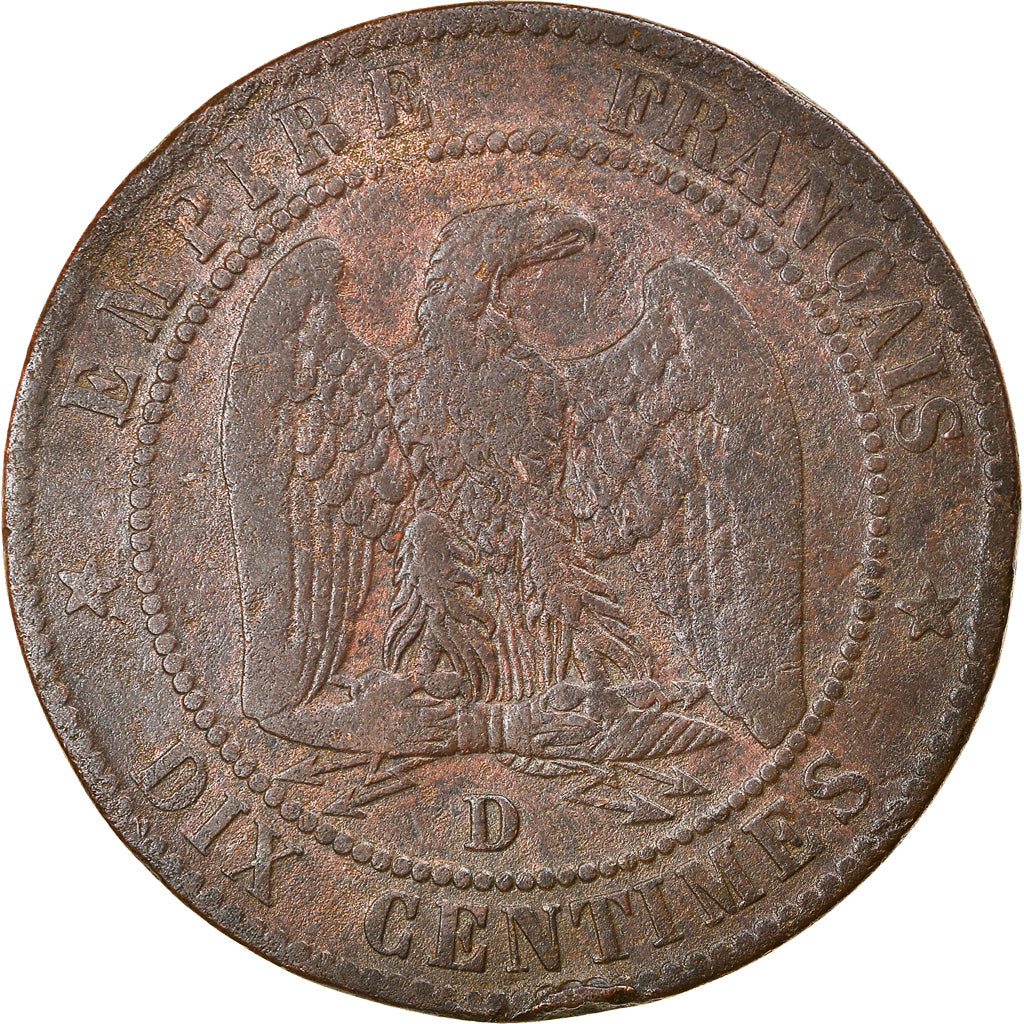Moneta, Francia, Napoléon III, 10 Centimes, 1856, Lyon, MB+, Bronzo, KM:771.4