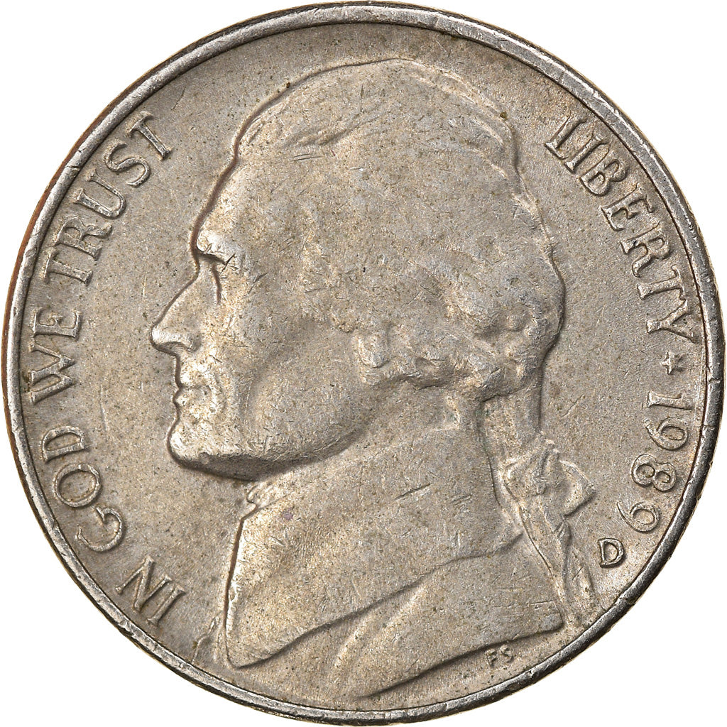Monnaie, États-Unis, Jefferson Nickel, 5 Cents, 1989, Denver, TTB