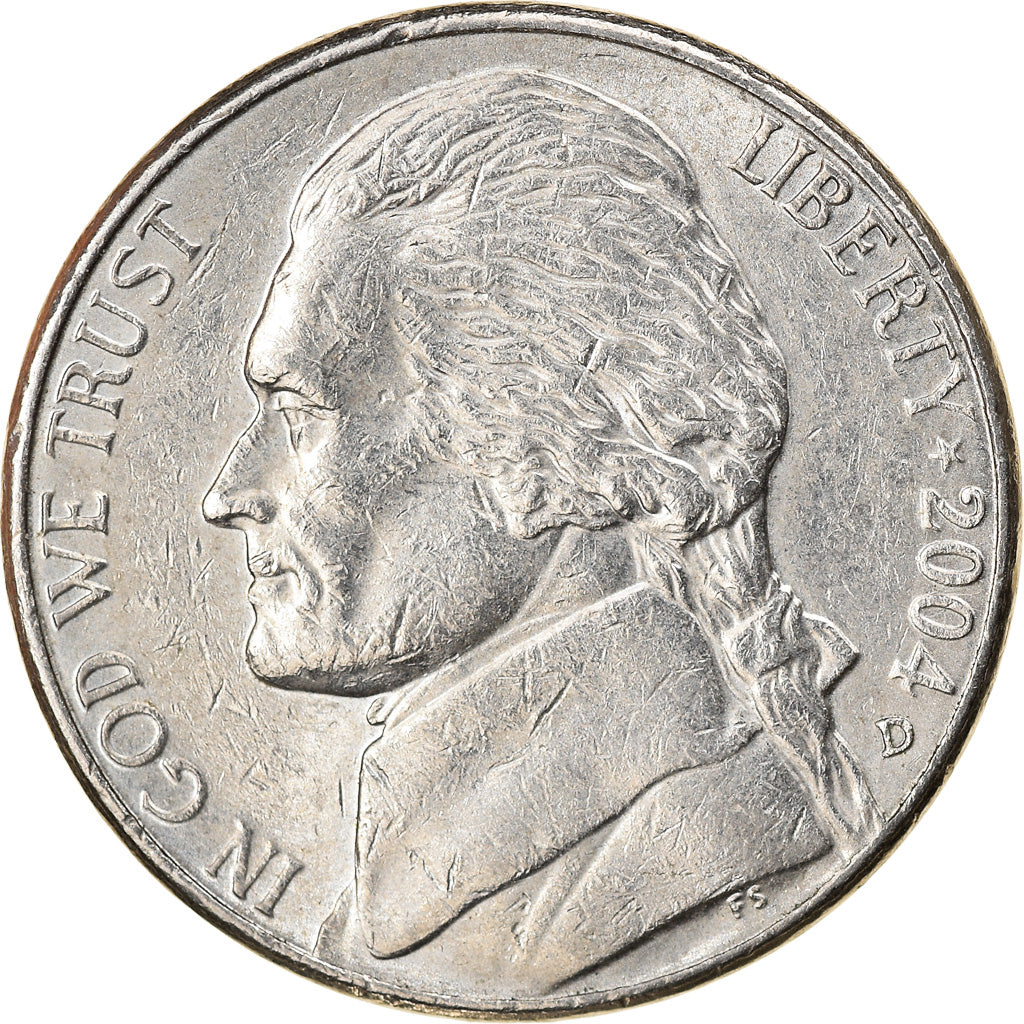 Moneta, USA, Jefferson Nickel, 5 Cents, 2004, Denver, EF(40-45), Miedź-Nikiel