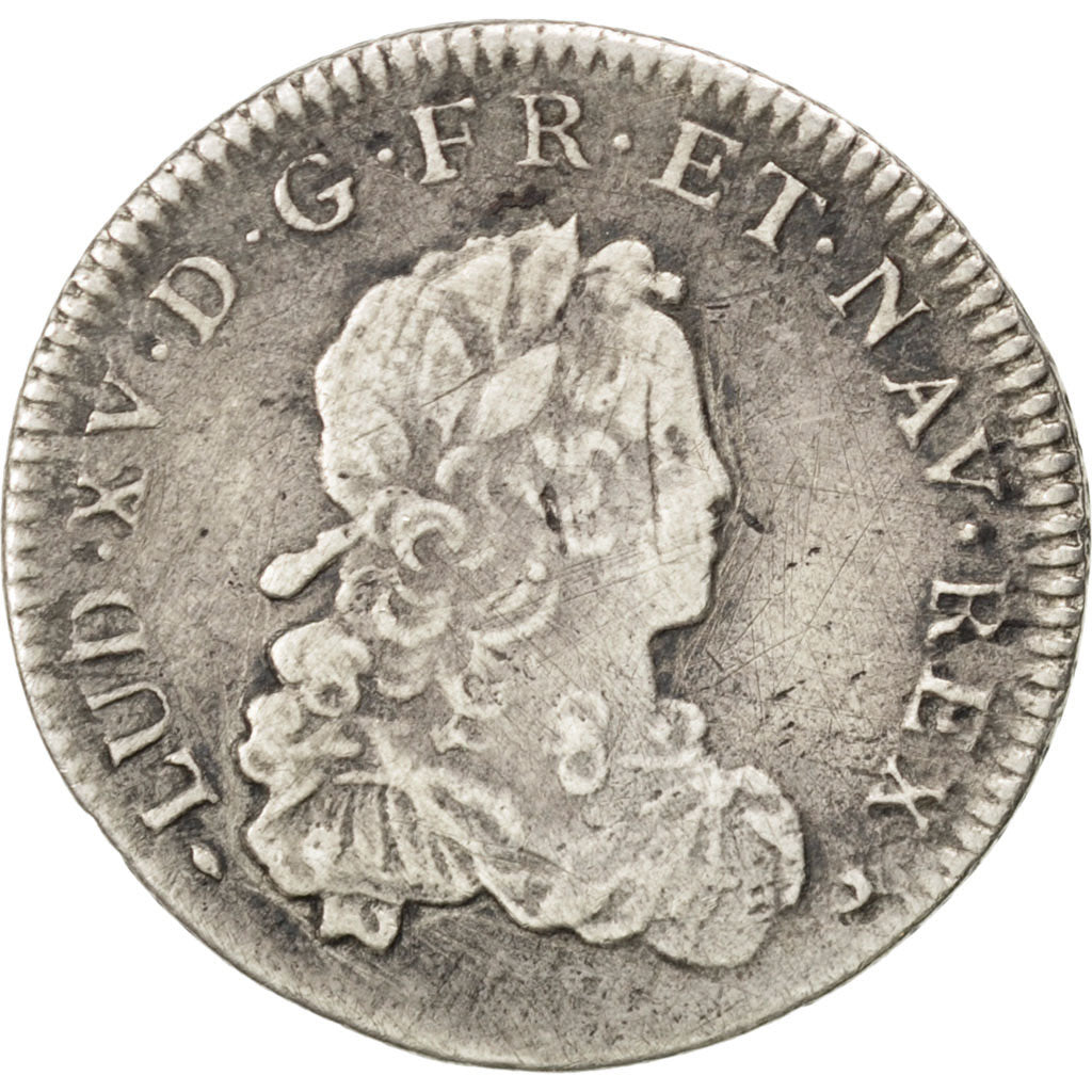 Francia, Louis XV, 1/3 Écu de France, 1/3 Ecu, 1721, Rouen, MB, Argento, KM:...