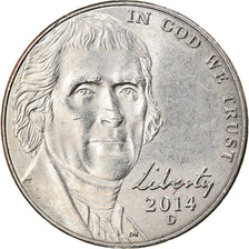 Moneda, Estados Unidos, Jefferson Nickel, 5 Cents, 2014, Denver, EBC, Cobre -