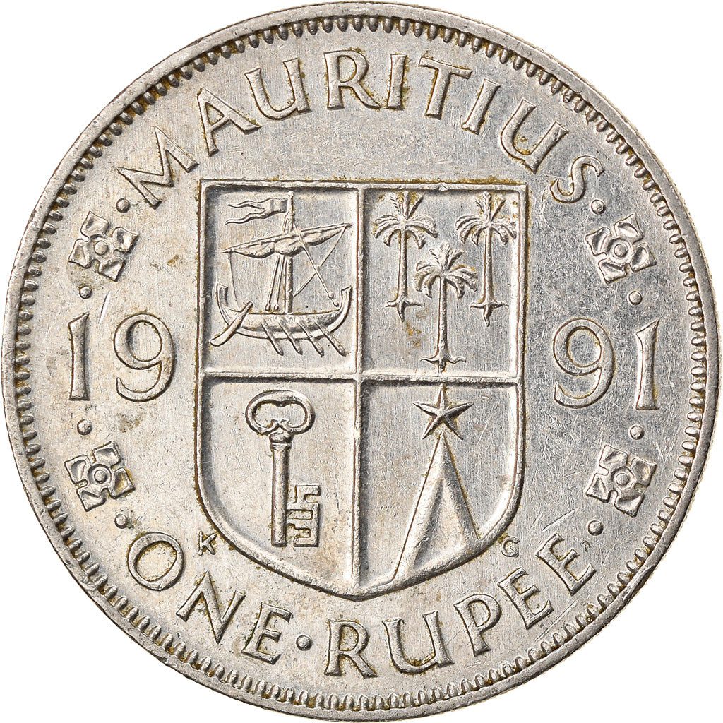 Coin, Mauritius, Rupee, 1991, AU(50-53), Copper-nickel, KM:55