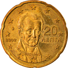Greece, 20 Euro Cent, 2002, Athens, AU(50-53), Brass, KM:185