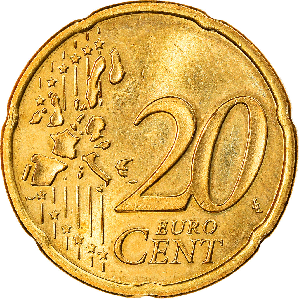 Greece, 20 Euro Cent, 2002, Athens, AU(50-53), Brass, KM:185