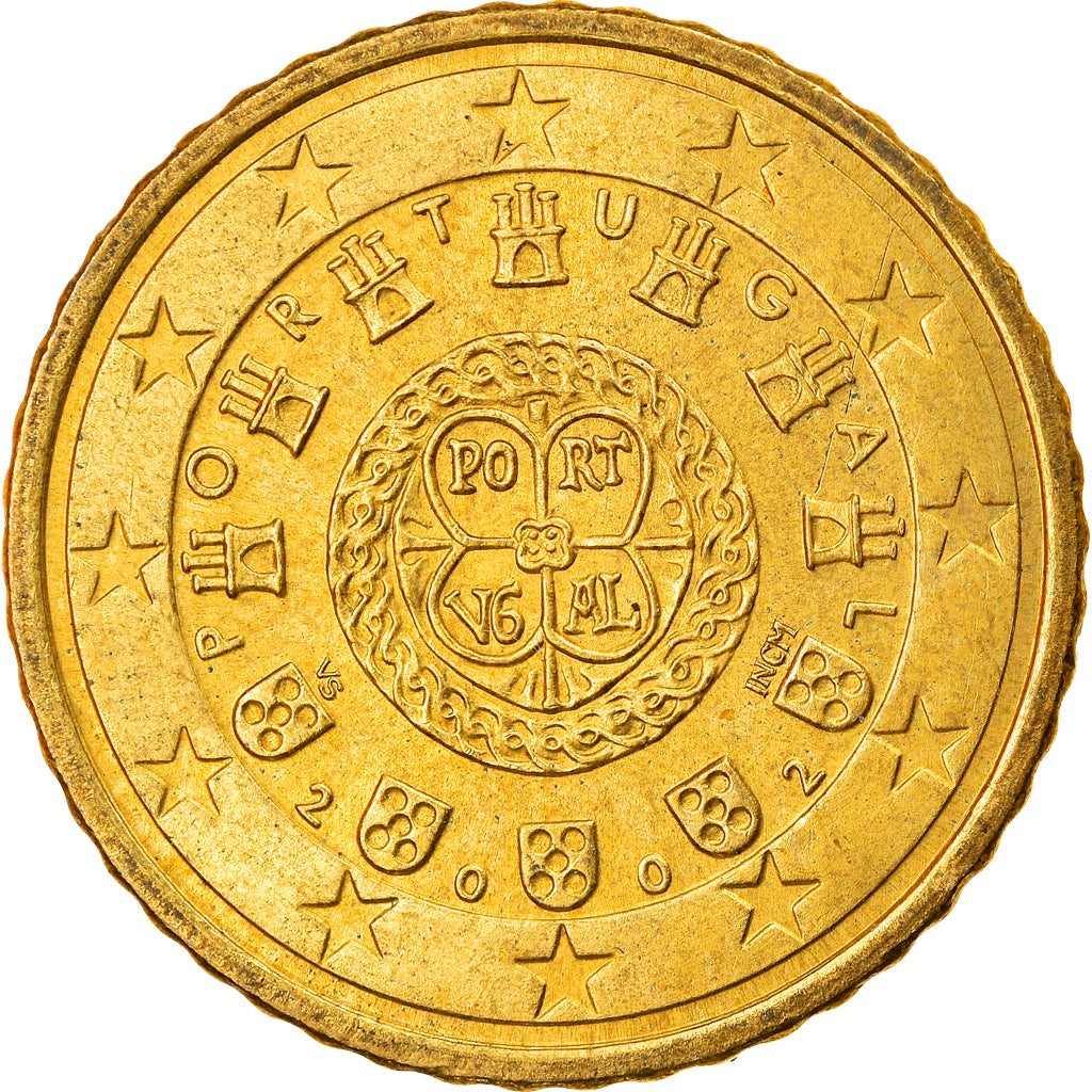 Portugal, 50 Euro Cent, 2002, Lisbon, MBC+, Latón, KM:745