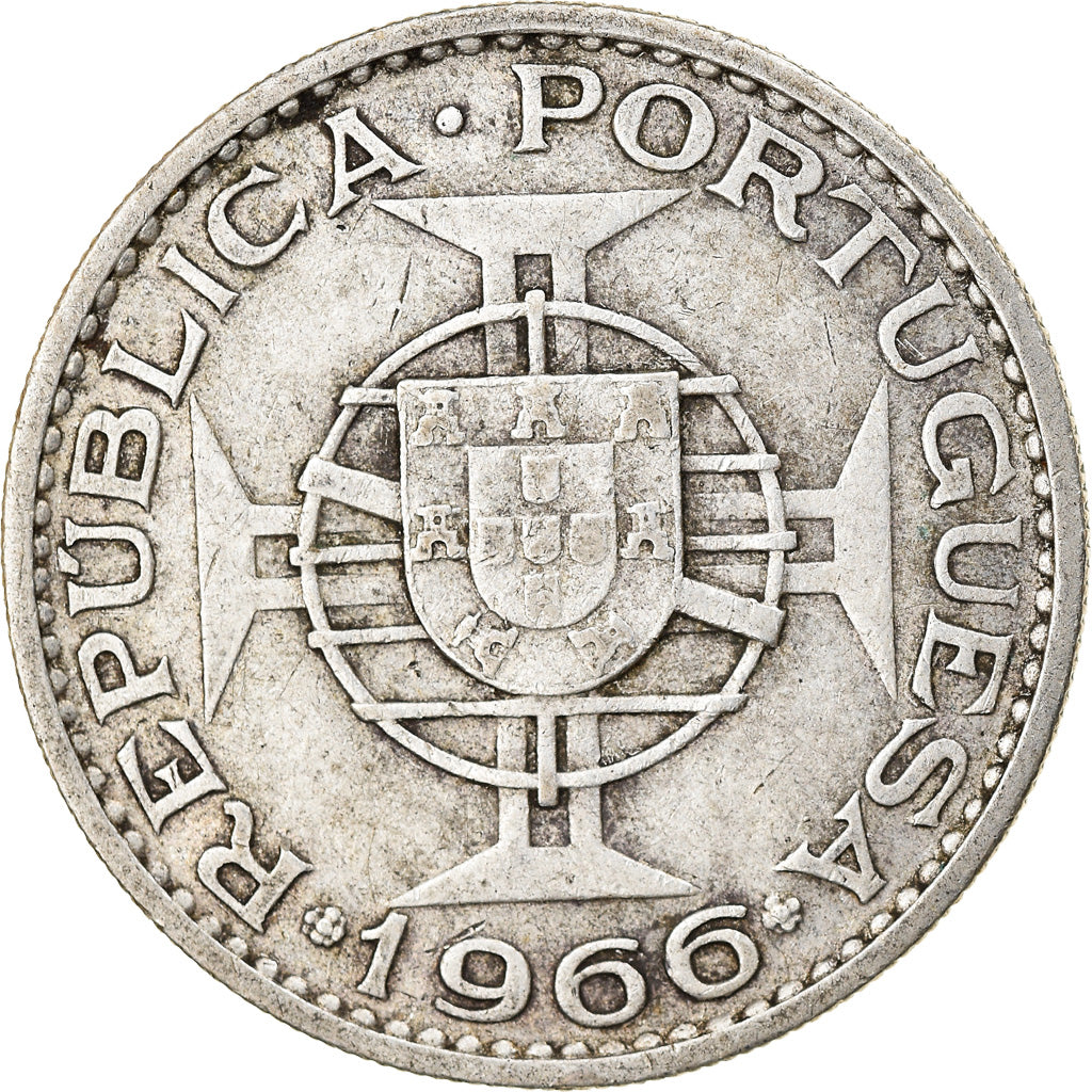 Coin, Mozambique, 20 Escudos, 1966, AU(50-53), Silver, KM:80a