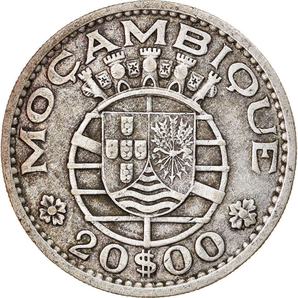 Coin, Mozambique, 20 Escudos, 1966, AU(50-53), Silver, KM:80a