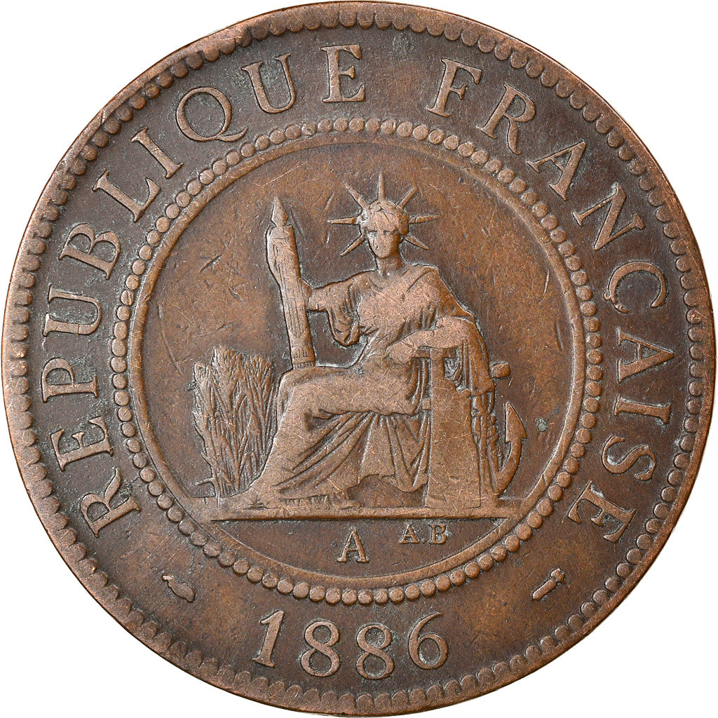 Munten, FRANS INDO-CHINA, Cent, 1886, Paris, FR+, Bronze, KM:1, Lecompte:38