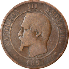 Moneta, Francja, Napoléon III, 10 Centimes, 1857, Marseille, F(12-15), Bronze