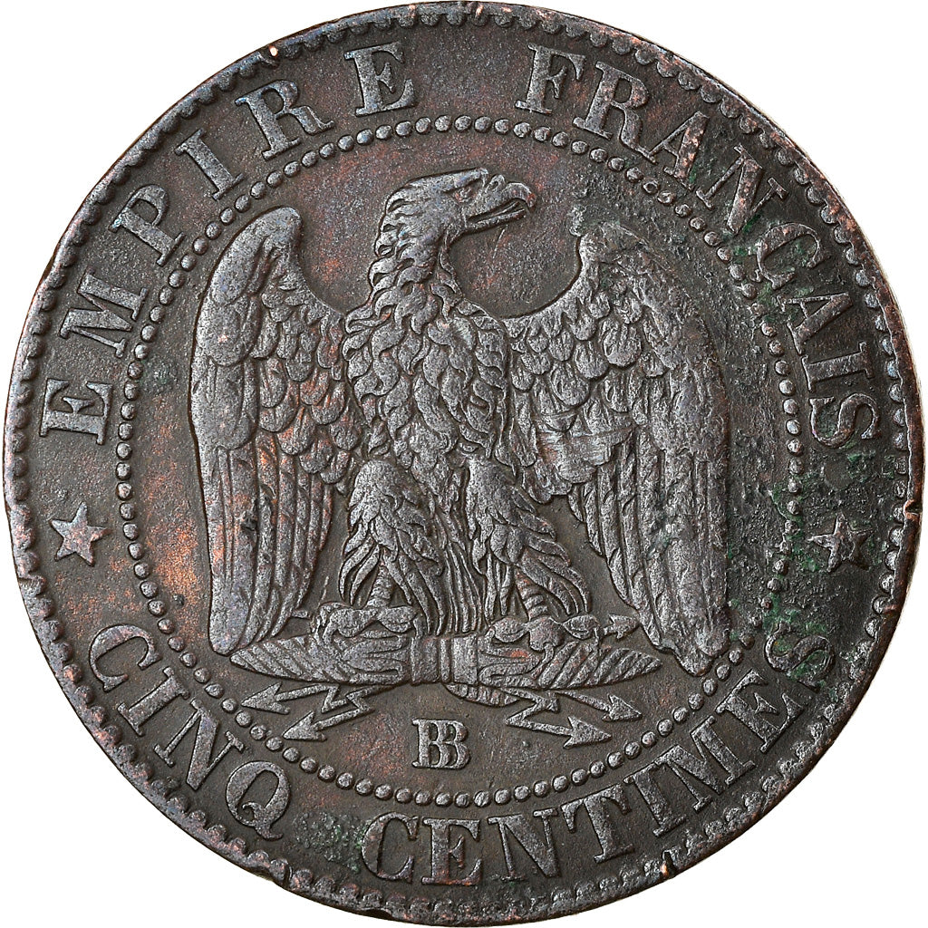 Monnaie, France, Napoléon III, 5 Centimes, 1854, Strasbourg, TTB, Bronze