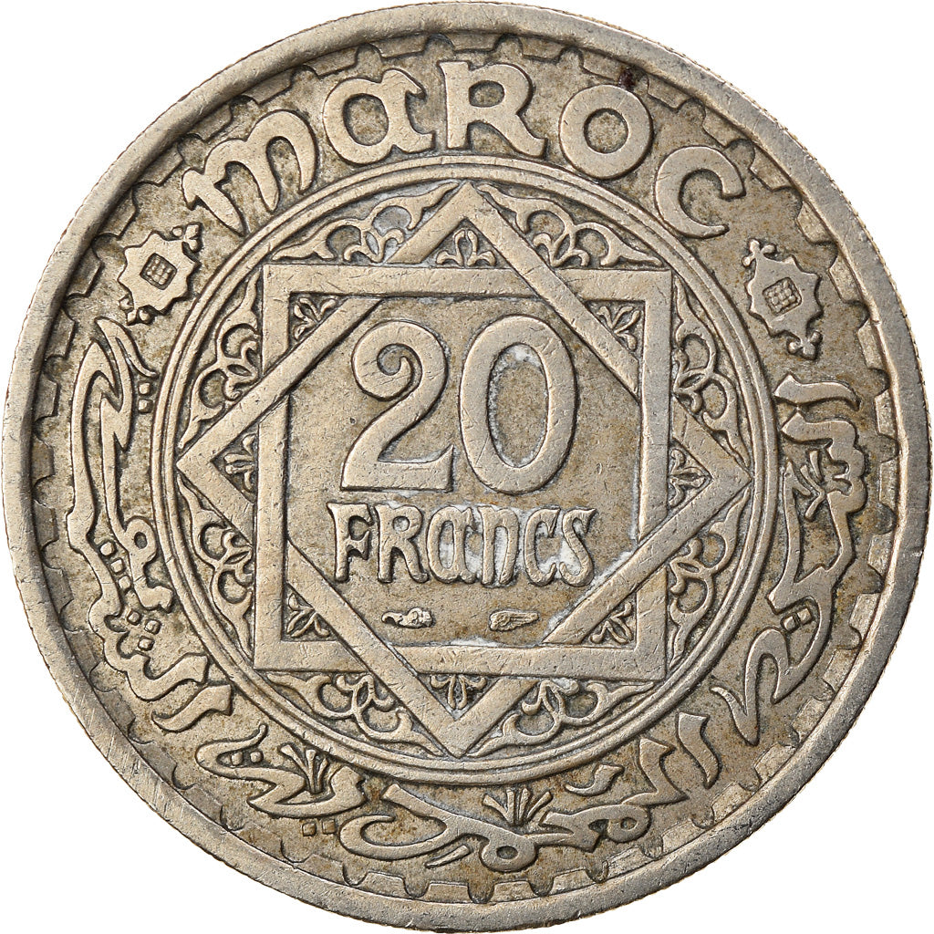 Moneta, Marocco, Mohammed V, 20 Francs, AH 1366/1946, Paris, BB, Rame-nichel