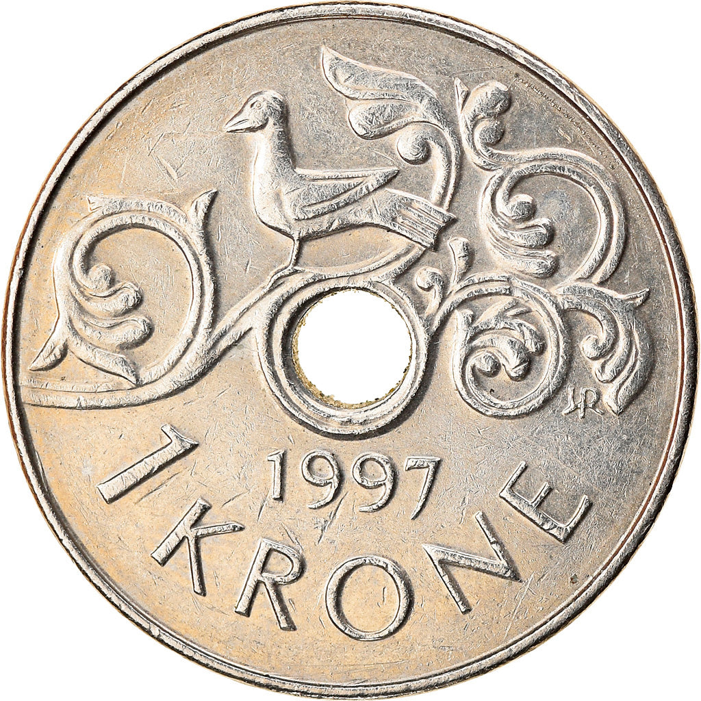 Coin, Norway, Harald V, Krone, 1997, AU(55-58), Copper-nickel, KM:462