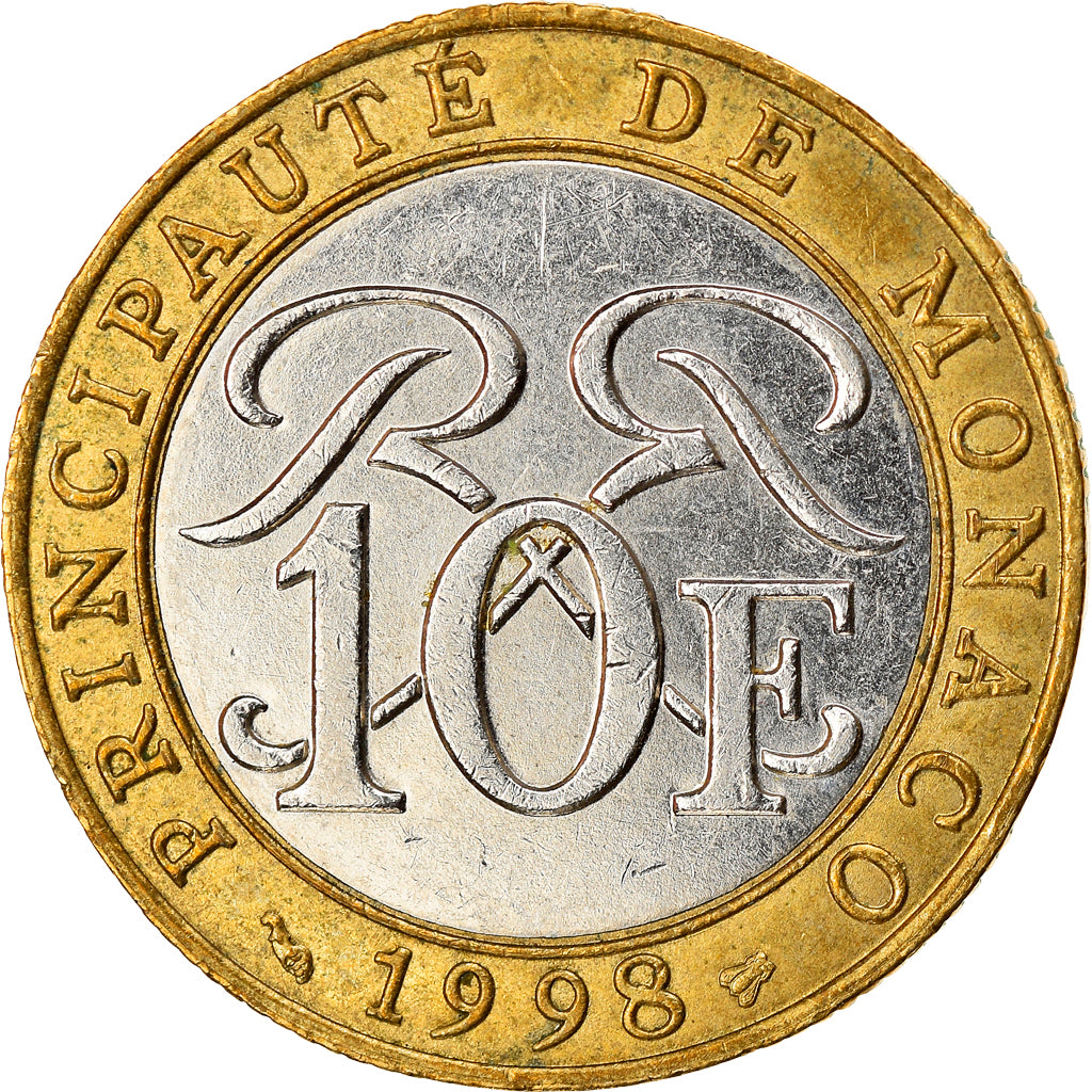 Coin, Monaco, Rainier III, 10 Francs, 1993, AU(55-58), Bi-Metallic, KM:163