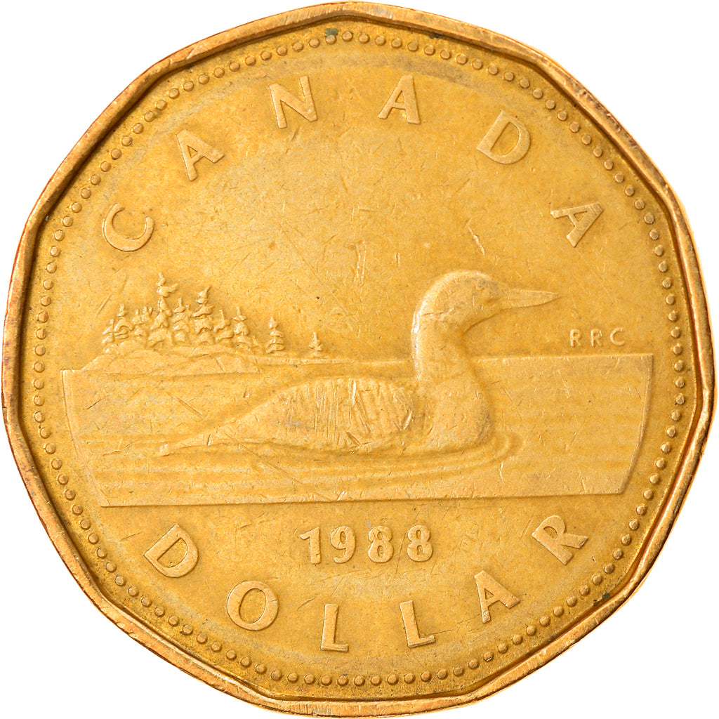 Coin, Canada, Dollar, 1988, Ottawa, EF(40-45), Aureate-Bronze Plated Nickel